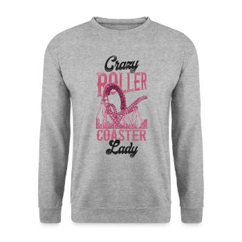 Roller Coaster Girl Vintage Crazy - Unisex Pullover - Weißgrau meliert - Vorne - Alina (178cm) & Michal (187cm)
