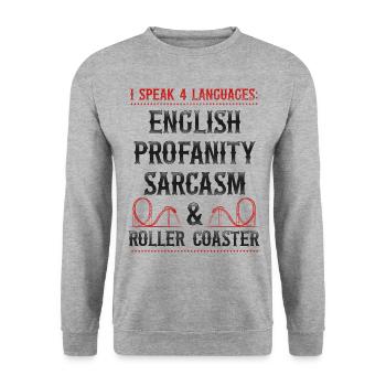 Roller Coaster Vintage I Speak 4 - Unisex Sweatshirt - salt & pepper - Front - Alina (178cm) & Michal (187cm)