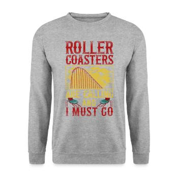 Roller Coaster Vintage Roller - Unisex Pullover - Weißgrau meliert - Vorne - Alina (178cm) & Michal (187cm)