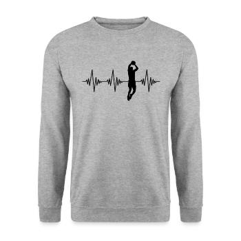 Basketball Herzschlag - Unisex Pullover - Weißgrau meliert - Vorne - Alina (178cm) & Michal (187cm)