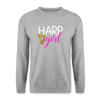 Harp girl, musical instrument Harpist - Unisex Sweatshirt - salt & pepper - Front - Alina (178cm) & Michal (187cm)
