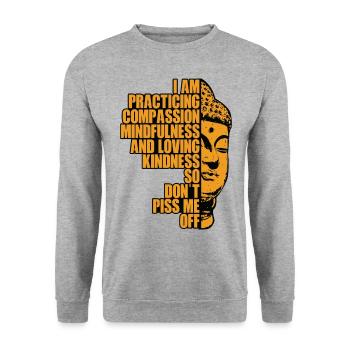 I Am Practising Compassion Mindfulness And Loving - Unisex Pullover - Weißgrau meliert - Vorne - Alina (178cm) & Michal (187cm)