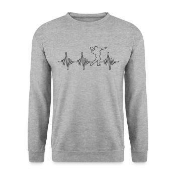 Football Heartbeat - Unisex Sweatshirt - salt & pepper - Front - Alina (178cm) & Michal (187cm)