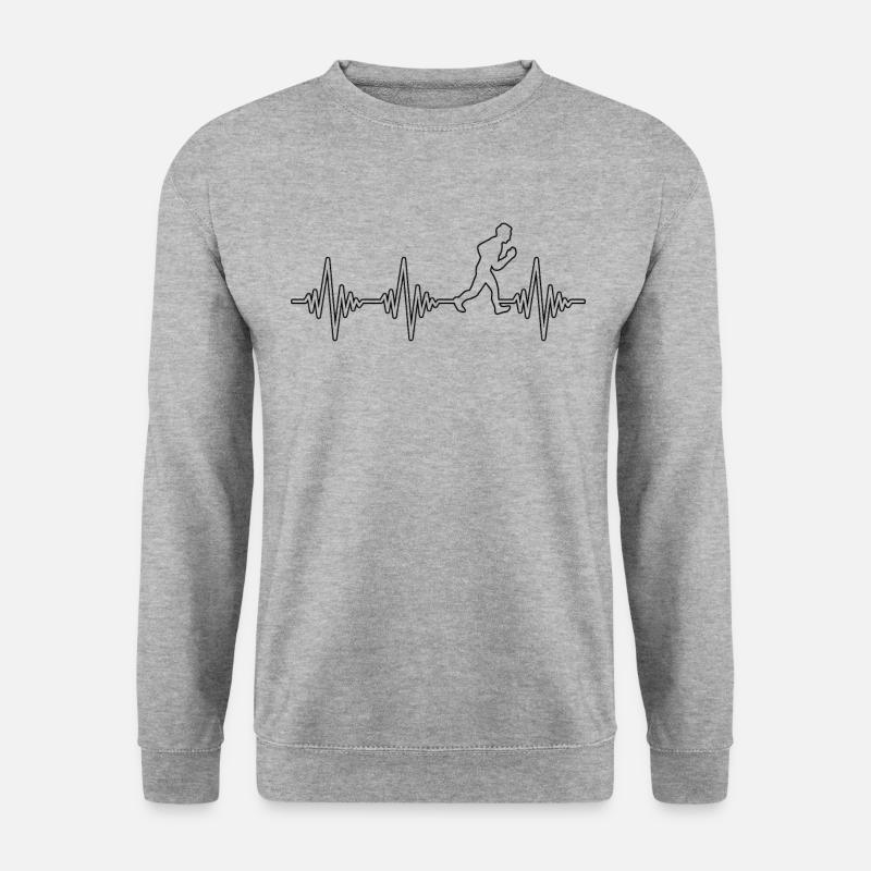 Joggen Herzschlag - Unisex Pullover - Weißgrau meliert