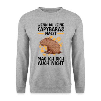Capybaras nicht mögen Wasserschwein Capybara - Unisex Pullover - Weißgrau meliert - Vorne - Alina (178cm) & Michal (187cm)