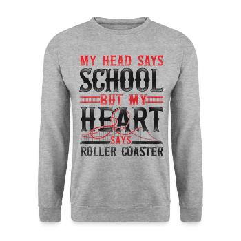 Roller Coaster Vintage My Head - Unisex Pullover - Weißgrau meliert - Vorne - Alina (178cm) & Michal (187cm)