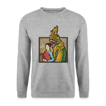 Laos Laote Laoten Seedrache Femme Robe I Cadeau - Sweat-shirt Unisexe - gris chiné - Devant - Alina (178cm) & Michal (187cm)