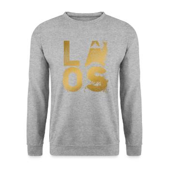 Laos Laote Laoten Elefant Alte Flagge I Geschenk - Unisex Pullover - Weißgrau meliert - Vorne - Alina (178cm) & Michal (187cm)