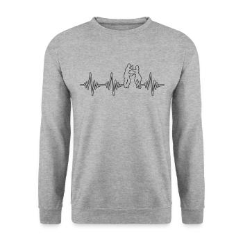 Tanzen Herzschlag - Unisex Pullover - Weißgrau meliert - Vorne - Alina (178cm) & Michal (187cm)