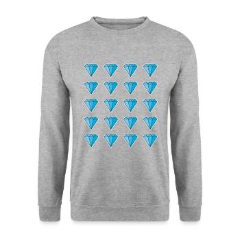 Diamant Schmuck Muster - Unisex Pullover - Weißgrau meliert - Vorne - Alina (178cm) & Michal (187cm)