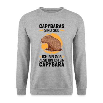Capybaras sind süß Wasserschwein Capybara - Unisex Pullover - Weißgrau meliert - Vorne - Alina (178cm) & Michal (187cm)