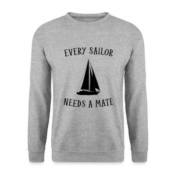 Good Vibes Happen On The Tides Sailboat Captain Se - Unisex Pullover - Weißgrau meliert - Vorne - Alina (178cm) & Michal (187cm)