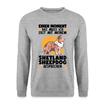 Mit meinem Shetland Sheepdog besprechen - Unisex Pullover - Weißgrau meliert - Vorne - Alina (178cm) & Michal (187cm)