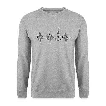 Gitarre Herzschlag - Unisex Pullover - Weißgrau meliert - Vorne - Alina (178cm) & Michal (187cm)