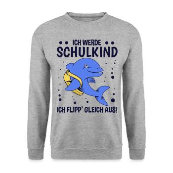 Kinder Schulkind 1. Klasse Erstklässler Schule - Unisex Pullover - Weißgrau meliert - Vorne - Alina (178cm) & Michal (187cm)