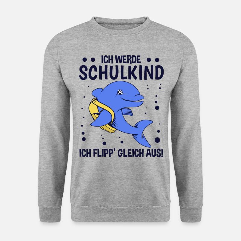 Kinder Schulkind 1. Klasse Erstklässler Schule - Unisex Pullover - Weißgrau meliert