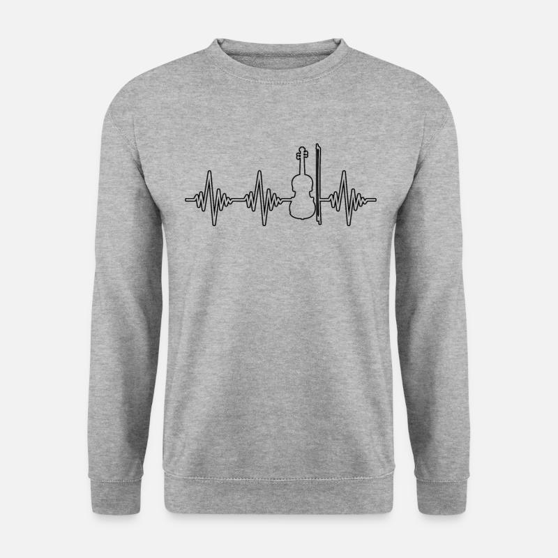 Geige Herzschlag - Unisex Pullover - Weißgrau meliert