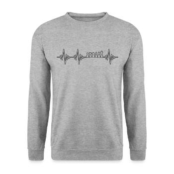 Chess Heartbeat - Unisex Sweatshirt - salt & pepper - Front - Alina (178cm) & Michal (187cm)