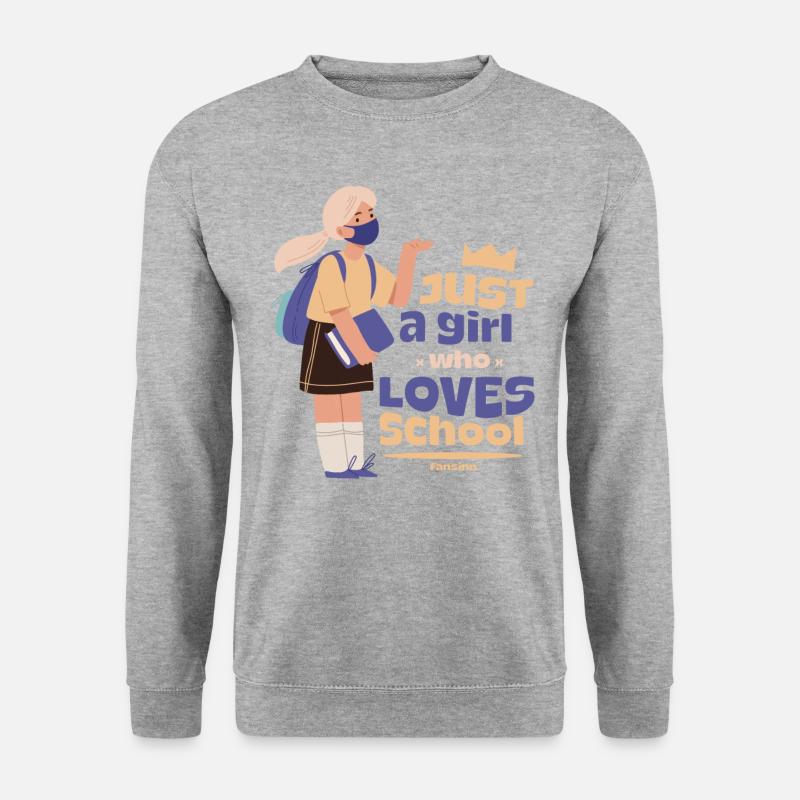 Mädchen liebt die Schule - Unisex Pullover - Weißgrau meliert
