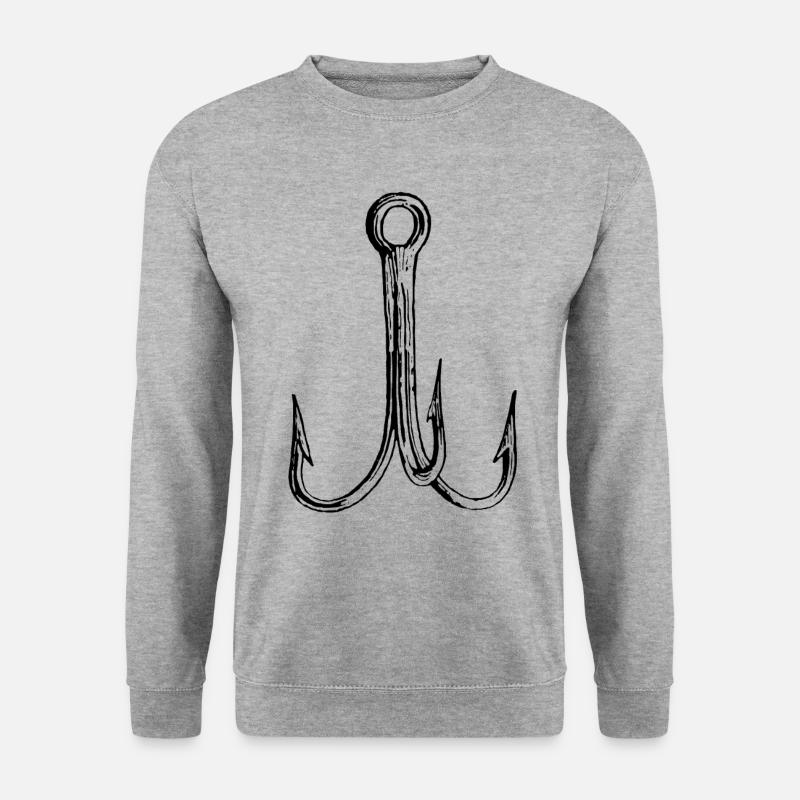 Dreifach Haken Angelhaken - Unisex Pullover - Weißgrau meliert