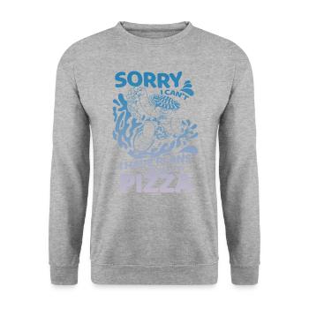 Désolé, je ne peux pas avoir de plans avec ma pizza - Sweat-shirt Unisexe - gris chiné - Devant - Alina (178cm) & Michal (187cm)
