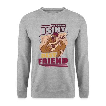 Poulet - Sweat-shirt Unisexe - gris chiné - Devant - Alina (178cm) & Michal (187cm)