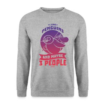 I Like Penguins And Maybe 3 People - Unisex Sweatshirt - salt & pepper - Front - Alina (178cm) & Michal (187cm)