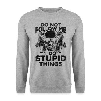 Surfer Suivez-moi Je fais des choses stupides planche de surf - Sweat-shirt Unisexe - gris chiné - Devant - Alina (178cm) & Michal (187cm)