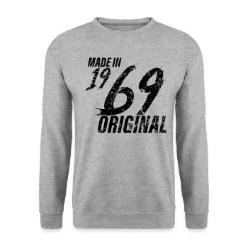 Fait En 1969 Année de naissance 1969 Anniversaire Femmes - Sweat-shirt Unisexe - gris chiné - Devant - Alina (178cm) & Michal (187cm)