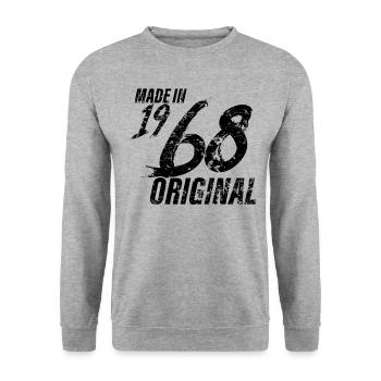 Fait en 1968 Année de naissance 1968 Anniversaire Femmes - Sweat-shirt Unisexe - gris chiné - Devant - Alina (178cm) & Michal (187cm)