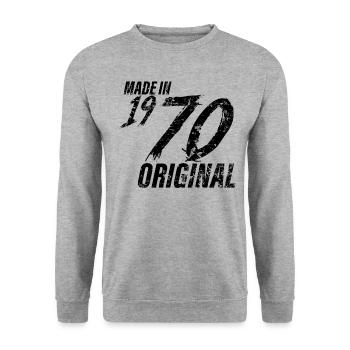 Made In 1970 Geburtsjahr 1970 Geburtstag Damen - Unisex Pullover - Weißgrau meliert - Vorne - Alina (178cm) & Michal (187cm)