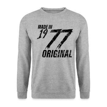 Made In 1977 Year of birth 1977 Birthday Women - Unisex Sweatshirt - salt & pepper - Front - Alina (178cm) & Michal (187cm)