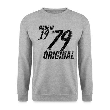 Made In 1979 Year of birth 1979 Birthday Women - Unisex Sweatshirt - salt & pepper - Front - Alina (178cm) & Michal (187cm)