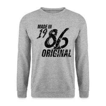 Made In 1986 Year of birth 1986 Birthday Women - Unisex Sweatshirt - salt & pepper - Front - Alina (178cm) & Michal (187cm)