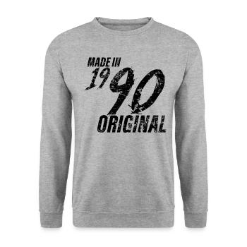 Made in 1990 Year of birth 1990 Birthday Women - Unisex Sweatshirt - salt & pepper - Front - Alina (178cm) & Michal (187cm)