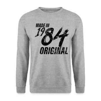 Made in 1984 Year of birth 1984 Birthday Women - Unisex Sweatshirt - salt & pepper - Front - Alina (178cm) & Michal (187cm)