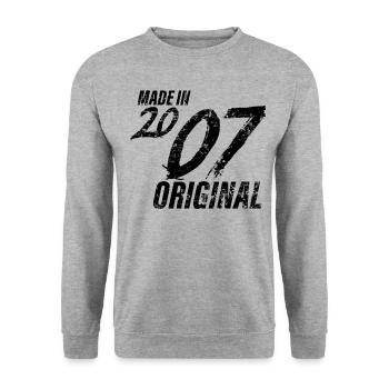 Fait En 2007 Année de naissance 2007 Anniversaire Femmes - Sweat-shirt Unisexe - gris chiné - Devant - Alina (178cm) & Michal (187cm)