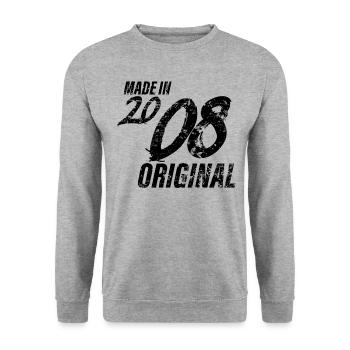 Made in 2008 Year of birth 2008 Birthday Women - Unisex Sweatshirt - salt & pepper - Front - Alina (178cm) & Michal (187cm)