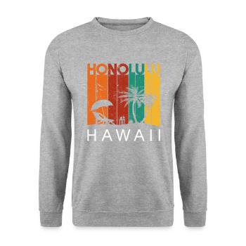 Honolulu hawaiian, hawaii - Unisex Sweatshirt - salt & pepper - Front - Alina (178cm) & Michal (187cm)