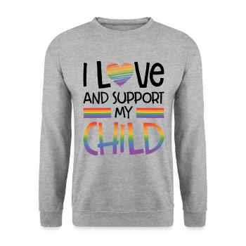 I Love And Support My Child Gay Lesbian Rainbow Pr - Unisex Pullover - Weißgrau meliert - Vorne - Alina (178cm) & Michal (187cm)