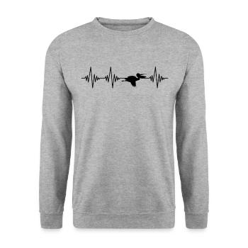 Pelikan Heartbeat - Sweat-shirt Unisexe - gris chiné - Devant - Alina (178cm) & Michal (187cm)
