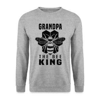 Honeybee Grandpa Beekeeper Grandpa The King of bees - Unisex Sweatshirt - salt & pepper - Front - Alina (178cm) & Michal (187cm)