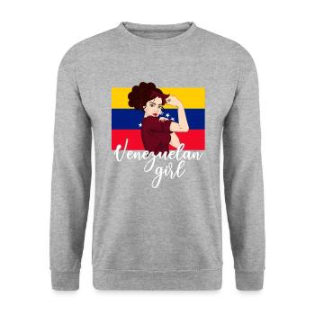 Venezuelan Girl, Venezuela - Unisex Sweatshirt - salt & pepper - Front - Alina (178cm) & Michal (187cm)