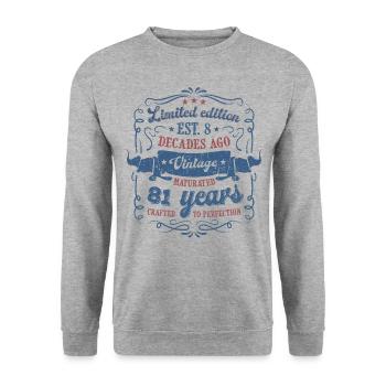 Vintage Legendary - Aged perfectly 81st birthday - Unisex Sweatshirt - salt & pepper - Front - Alina (178cm) & Michal (187cm)