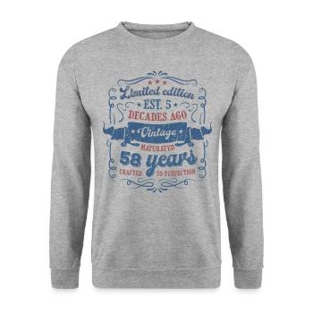 Vintage Légendaire - Vieilli parfaitement 58ème anniversaire - Sweat-shirt Unisexe - gris chiné - Devant - Alina (178cm) & Michal (187cm)