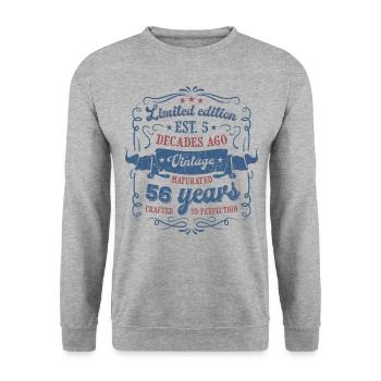 Vintage Légendaire - Vieilli parfaitement 56ème anniversaire - Sweat-shirt Unisexe - gris chiné - Devant - Alina (178cm) & Michal (187cm)