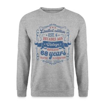 Vintage Légendaire - Vieilli parfaitement 68ème anniversaire - Sweat-shirt Unisexe - gris chiné - Devant - Alina (178cm) & Michal (187cm)