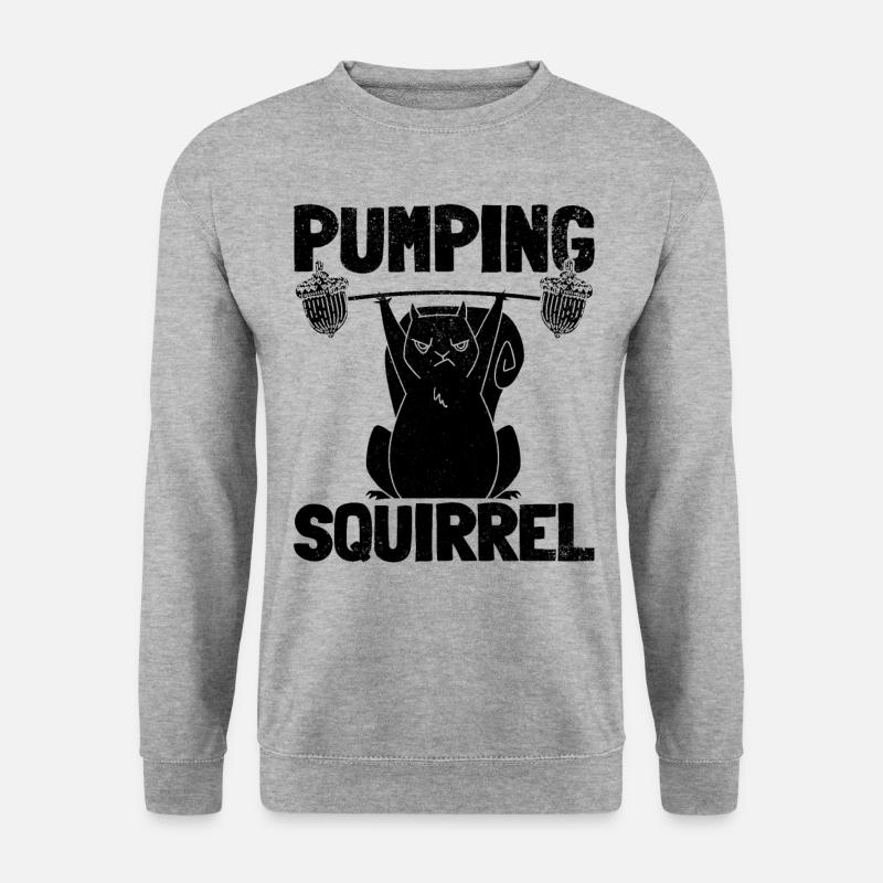 Eichhörnchen Powerlifting Eichhörnchen - Unisex Pullover - Weißgrau meliert