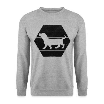 Dackel-Hund Netter Dackel-Liebhaber - Unisex Pullover - Weißgrau meliert - Vorne - Alina (178cm) & Michal (187cm)