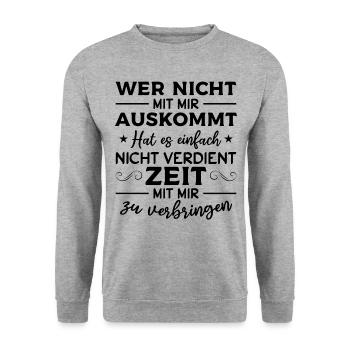 Wer nicht mit mir auskommt hat es einfach nicht - Unisex Pullover - Weißgrau meliert - Vorne - Alina (178cm) & Michal (187cm)